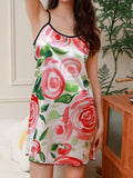 Elegant Floral Print Sleeveless Slip Dress for Women - Soft & Comfy Polyester Blend, Perfect for All Seasons, Machine Washable