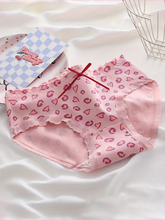 Women's Pink Bear Print Underwear Set 3pcs - Breathable Seamless Triangle Cut