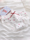 Women's Pink Bear Print Underwear Set 3pcs - Breathable Seamless Triangle Cut