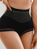 Women's High Waist Shaping Black Panties - Tummy Control Mesh Brief