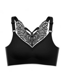 Women's Butterfly Lace Black Bra - Seamless Push-Up Tank Top
