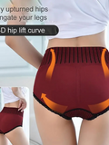 Women's Wine Red Seamless High Waist Panties - Hip Lift Body Shaper Brief
