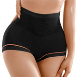 Women's High Waist Shaping Black Panties - Tummy Control Mesh Brief