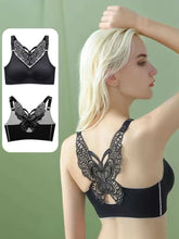 Women's Butterfly Lace Black Bra - Seamless Push-Up Tank Top