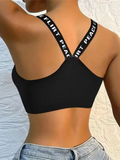 Women's Wireless Sports Bra with Heart Back Strap - Yoga Fitness Support