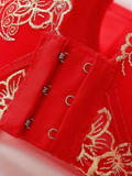 Women's Front Closure Posture Red Corrector Bra - Lace Jacquard Trim