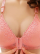 Women's Front Closure Posture Pink Corrector Bra - Lace Jacquard Trim