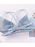 Push-Up Butterfly Pink Bra With white flowers - Women's Seamless Lace Tank Support