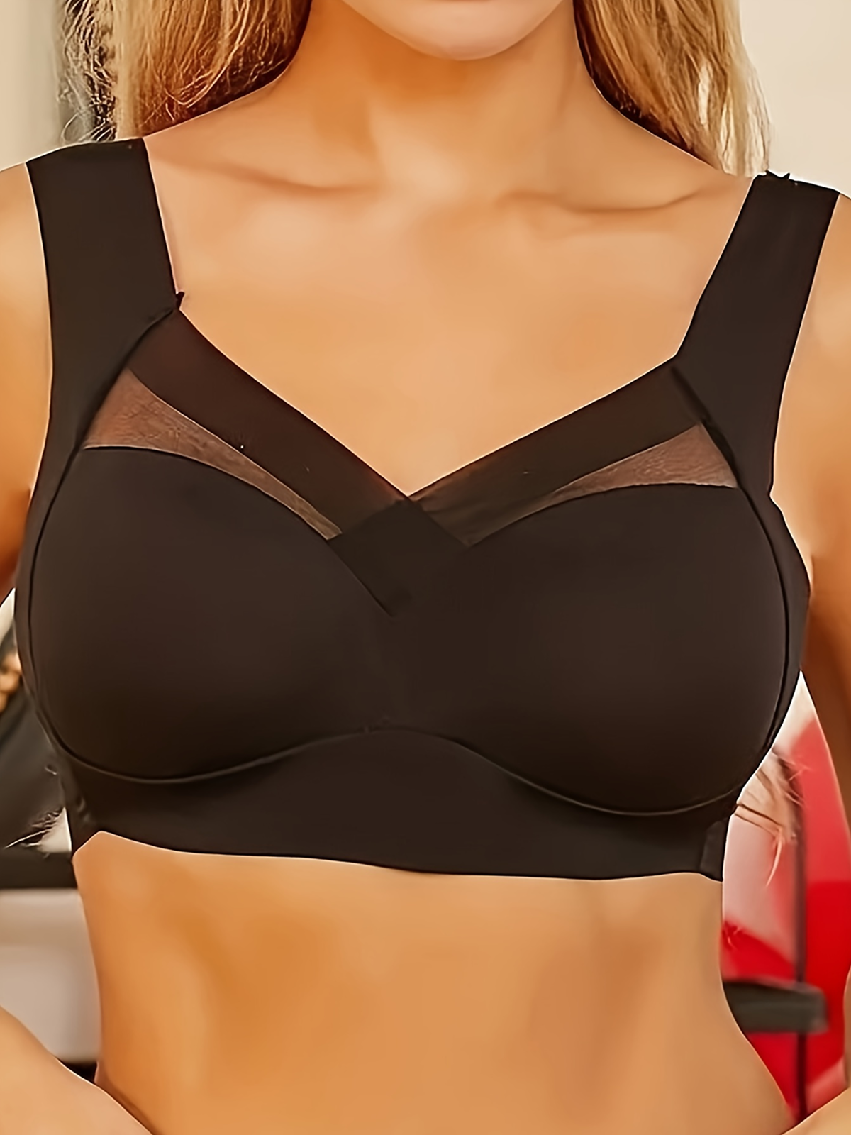Women's Wireless Comfort Bra - Breathable Gathered Support Underwear