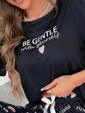 Women's Heart Print Loungewear T-Shirt - Soft Short Sleeve Sleepwear Top