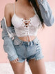 Women's White Lace Push-Up Bra - See-Through Crochet Bandage Design