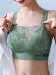 Women's Low-Cut Sport Bra with Contrast Lace Trim - Medium Support Removable Pads, Breathable Yoga Running Gym Bra, V-Neck Pullover Design & Lettered Detail for Elegant Workout & Casual Wear, Nontransparent Material